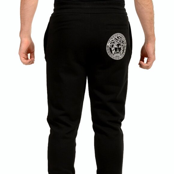 Versace Men's Black & White Logo Medusa Head Sweat Track Pants US M IT 50 - Picture 3 of 6